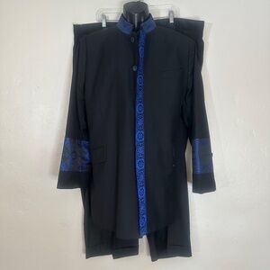 Emanuel Full Nehru Suit Size 48 Pants 46" waist 27" inseam Gently worn